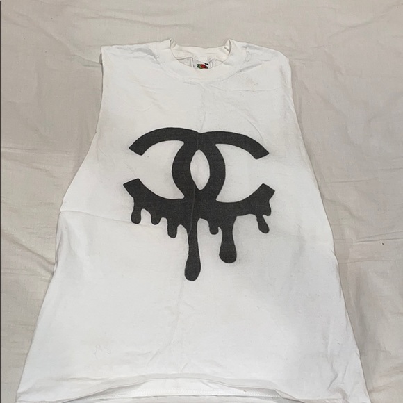 other Tops - Chanel Logo White Muscle Tee size S